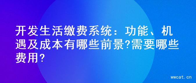 开发生活缴费系统：功能、机遇及成本有哪些前景?需要哪些费用?