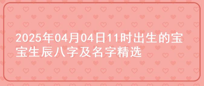 2025年04月04日11时出生的宝宝生辰八字及名字精选