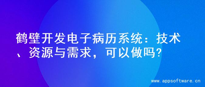 鹤壁开发电子病历系统：技术、资源与需求，可以做吗?