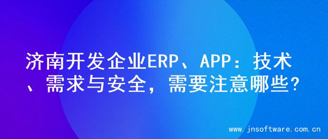 济南开发企业ERP、APP：技术、需求与安全，需要注意哪些?