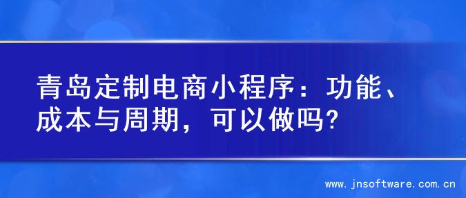 青岛定制电商小程序：功能、成本与周期，可以做吗?