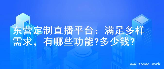 东营定制直播平台：满足多样需求，有哪些功能?多少钱?