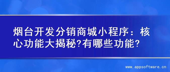 烟台开发分销商城小程序：核心功能大揭秘?有哪些功能?