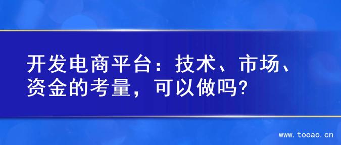 开发电商平台：技术、市场、资金的考量，可以做吗?