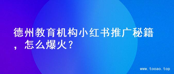德州教育机构小红书推广秘籍，怎么爆火？
