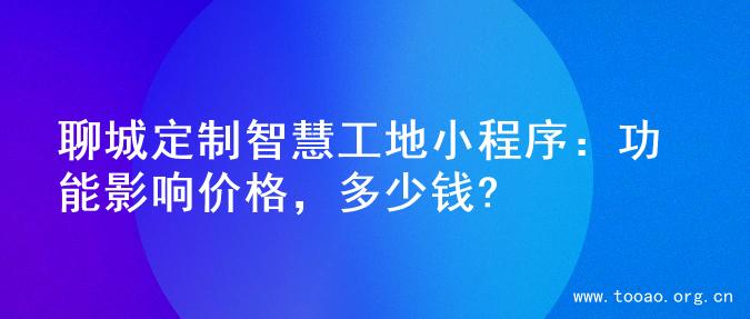 聊城定制智慧工地小程序：功能影响价格，多少钱?