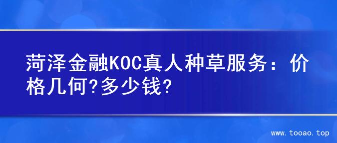 菏泽金融KOC真人种草服务：价格几何?多少钱?