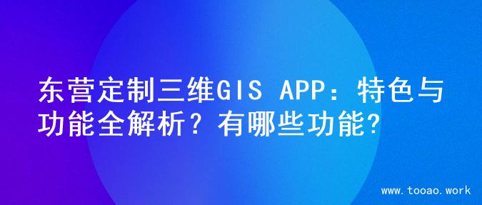东营定制三维GIS APP：特色与功能全解析？有哪些功能?