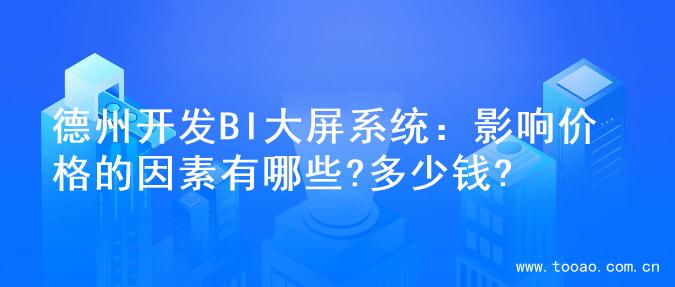 德州开发BI大屏系统：影响价格的因素有哪些?多少钱?