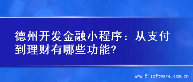 德州开发金融小程序：从支付到理财有哪些功能?