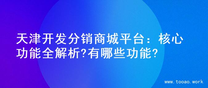 天津开发分销商城平台：核心功能全解析?有哪些功能?