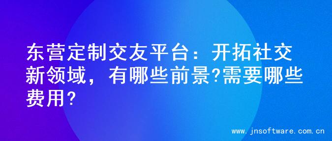 东营定制交友平台：开拓社交新领域，有哪些前景?需要哪些费用?