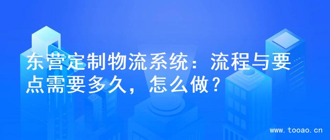 東營定制物流系統(tǒng)：流程與要點(diǎn)需要多久，怎么做？