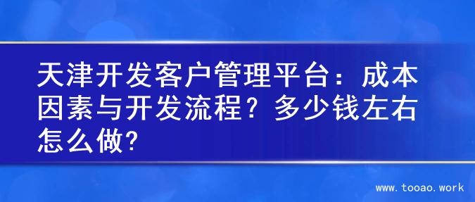 天津开发客户管理平台：成本因素与开发流程？多少钱左右怎么做?