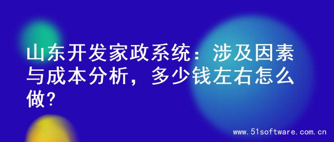 山东开发家政系统：涉及因素与成本分析，多少钱左右怎么做?