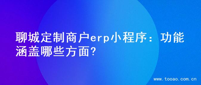 聊城定制商户erp小程序：功能涵盖哪些方面?