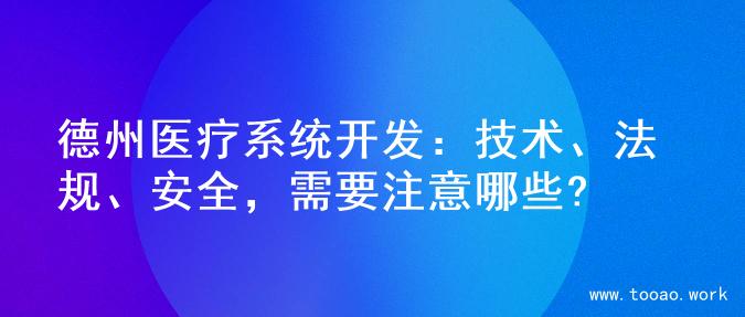 德州医疗系统开发：技术、法规、安全，需要注意哪些?