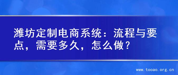 潍坊定制电商系统：流程与要点，需要多久，怎么做？