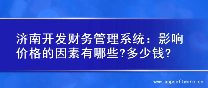 济南开发财务管理系统：影响价格的因素有哪些?多少钱?