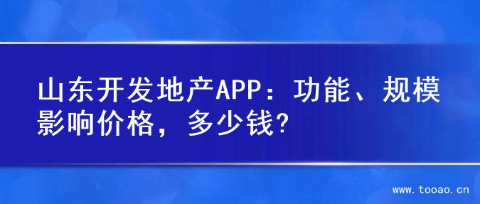 山东开发地产APP：功能、规模影响价格，多少钱?
