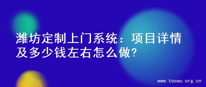 潍坊定制上门系统：项目详情及多少钱左右怎么做?