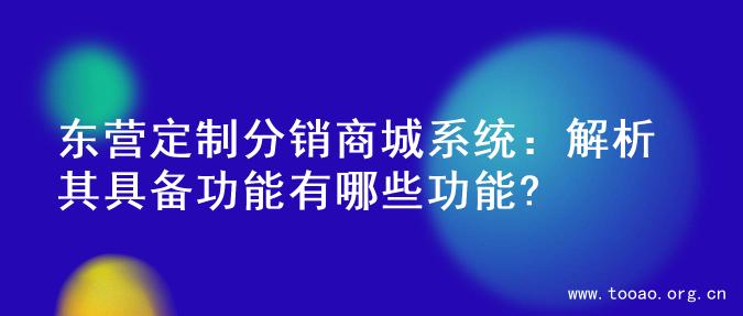 东营定制分销商城系统：解析其具备功能有哪些功能?