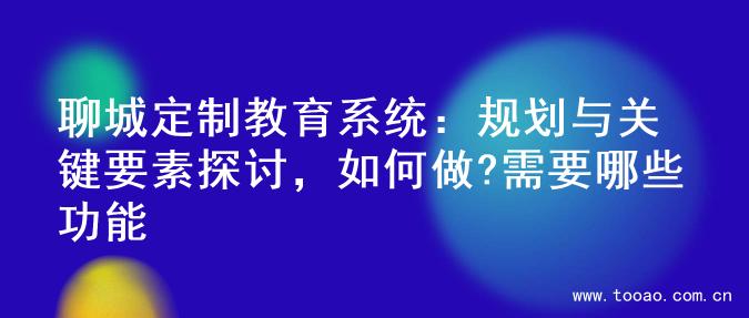 聊城定制教育系统：规划与关键要素探讨，如何做?需要哪些功能