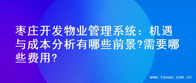 枣庄开发物业管理系统：机遇与成本分析有哪些前景?需要哪些费用?