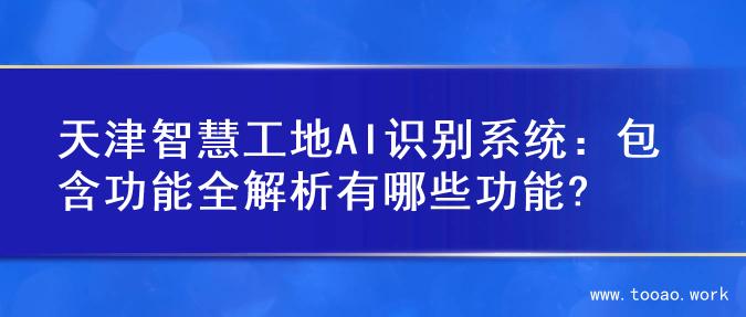 天津智慧工地AI识别系统：包含功能全解析有哪些功能?