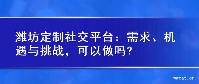 潍坊定制社交平台：需求、机遇与挑战，可以做吗?