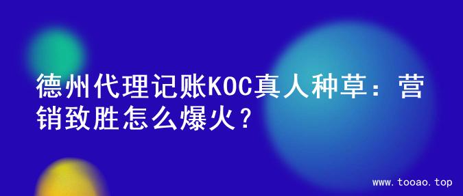 德州代理记账KOC真人种草：营销致胜怎么爆火？