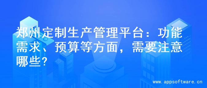 郑州定制生产管理平台：功能需求、预算等方面，需要注意哪些?