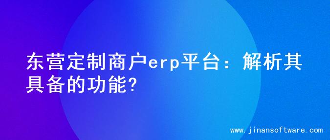 东营定制商户erp平台：解析其具备的功能?