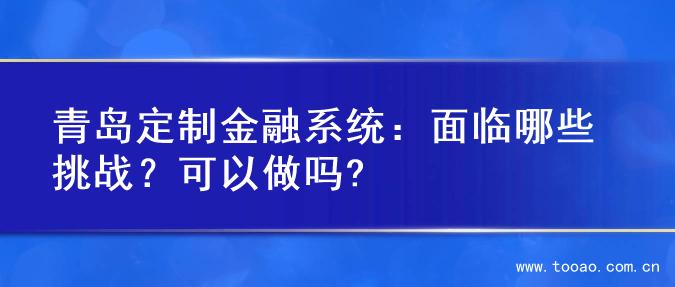 青岛定制金融系统：面临哪些挑战？可以做吗?