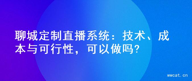 聊城定制直播系统：技术、成本与可行性，可以做吗?