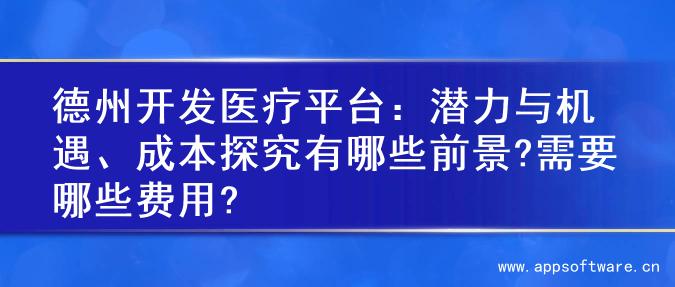 德州开发医疗平台：潜力与机遇、成本探究有哪些前景?需要哪些费用?