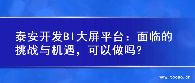 泰安开发BI大屏平台：面临的挑战与机遇，可以做吗?