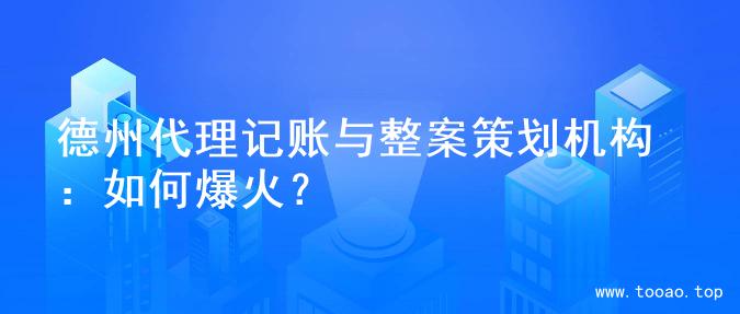 德州代理记账与整案策划机构：如何爆火？