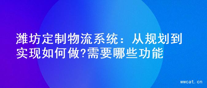潍坊定制物流系统：从规划到实现如何做?需要哪些功能