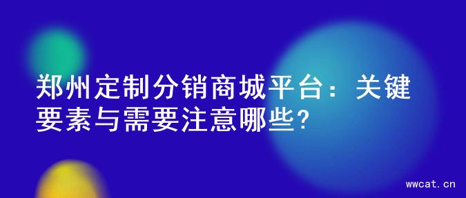 郑州定制分销商城平台：关键要素与需要注意哪些?