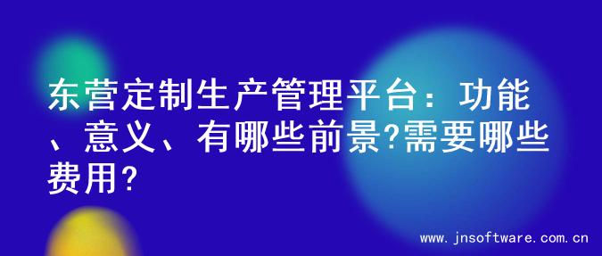 东营定制生产管理平台：功能、意义、有哪些前景?需要哪些费用?
