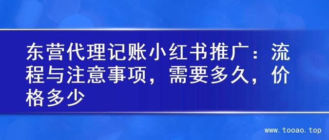 东营代理记账小红书推广：流程与注意事项，需要多久，价格多少