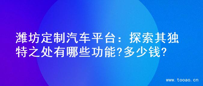 濰坊定制汽車平臺：探索其獨特之處有哪些功能?多少錢?