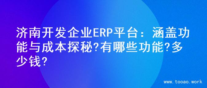济南开发企业ERP平台：涵盖功能与成本探秘?有哪些功能?多少钱?
