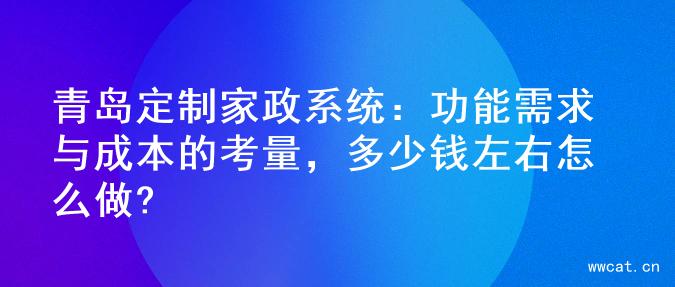 青岛定制家政系统：功能需求与成本的考量，多少钱左右怎么做?