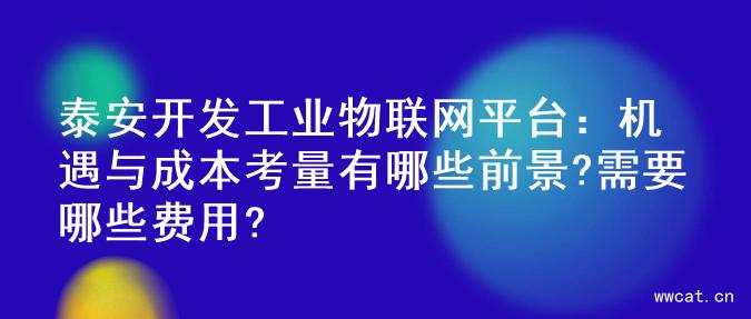 泰安开发工业物联网平台：机遇与成本考量有哪些前景?需要哪些费用?