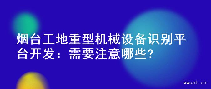 烟台工地重型机械设备识别平台开发：需要注意哪些?