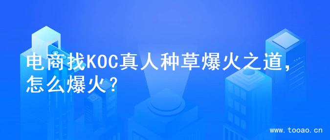 电商找KOC真人种草爆火之道，怎么爆火？