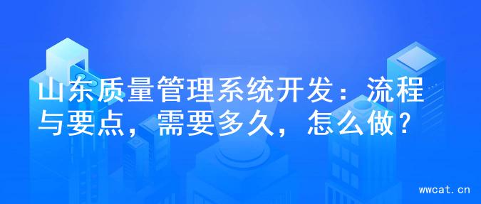 山东质量管理系统开发：流程与要点，需要多久，怎么做？