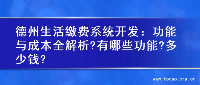 德州生活缴费系统开发：功能与成本全解析?有哪些功能?多少钱?